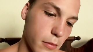 Young Puppy massages cock while flaunting his smooth feet