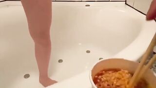 Naughty Japanese girl delights in her lover before pissing