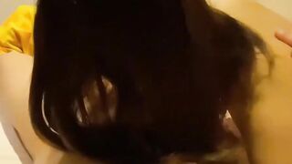 Naughty Japanese girl delights in her lover before pissing