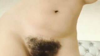 Hairy Colombian Teen in Lingerie Strips and Plays with Sex Toy