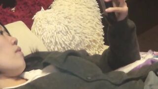 Japanese babe filmed while having fun during masturbation