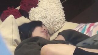 Japanese babe filmed while having fun during masturbation