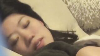 Japanese babe filmed while having fun during masturbation
