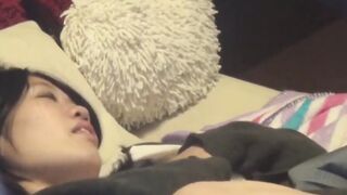 Japanese babe filmed while having fun during masturbation