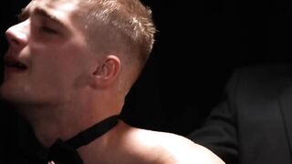 James Blond jerks his cock while Reece Scott fucks him deep