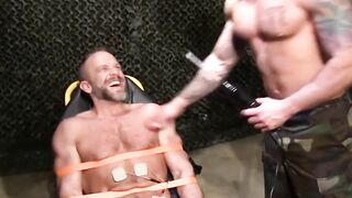 MuscleJockBound.com - Nipple clamps and ball spanks by sadistic Master