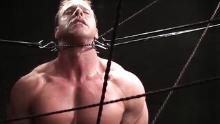 MuscleJockBound.com - Kinky captor shocks nipples cock and balls