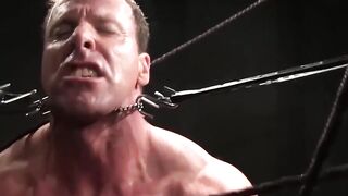 MuscleJockBound.com - Kinky captor shocks nipples cock and balls
