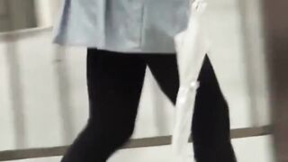 Asian vixens clean slits post leak in shared office restroom