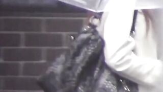 Japanese women hike their skirts to urinate in the restroom