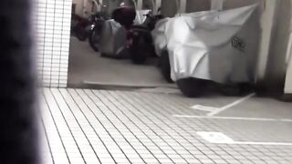 Japanese public squirters squats and hide the yellow puddle
