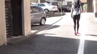 Japanese public squirters squats and hide the yellow puddle