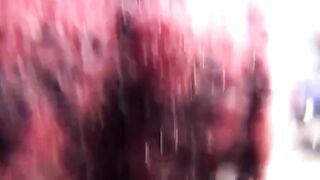 Japanese public squirters squats and hide the yellow puddle