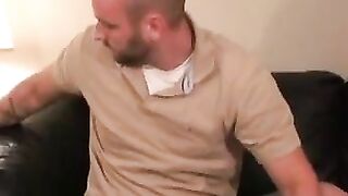 Bald big cocked amateur jerks off solo and cums on plate Hoe 2