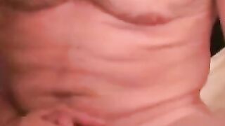 Mature man strokes cock while fucking his tight asshole