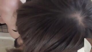 Kinky Asian brunettes pissing all over their hairy bodies