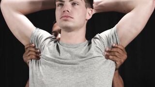 Black Sean Xavier oiling and massaging his bottoms before barebacking