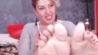 Russian Milf's Feet Worship - Close-up Footjob POV with High Heels