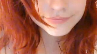 Redheaded Bombshell Shows Off Her Massive Natural Boobs in Private Cam Show