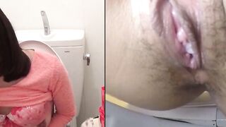 Public Restrooms Teen Freaks Out With Pleasure While Playing In Public