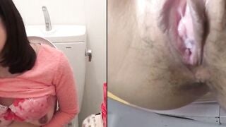 Asian Babe Gives Intense Squirt Show In Toilet - Fingers HERSELF TO ORGASM