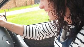 Public Pornstar Masturbation Session in Car Window