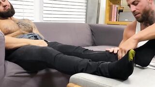 Foot Worship - Old Man Fucks barely legal Guy And His Feet In POV