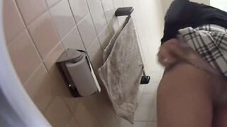 Golden Shower Fetish - Peeing Girlfriend Surprise in Bathroom Stall