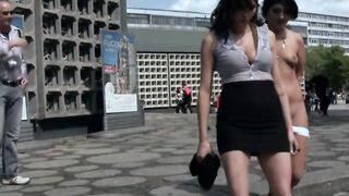 Public Bondage Shame Fest - Fetish Mistress Dominates Submissive in Front of Crowd