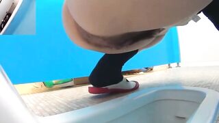 Japanese Brunnete's homemade Adventure - Train Peeing Fun