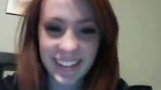 Redheaded Babe Shows Off Her Big Natural Boobs On Cam