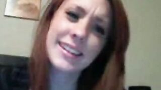 Redheaded Babe Shows Off Her Big Natural Boobs On Cam
