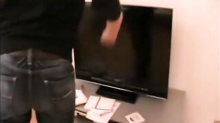 German Blonde Repairman's Girlfriend - Hand Job & Facial cumshot in HD