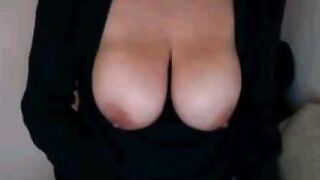 Big Boob Babe Lives Cam Life - Sexy Brunette Strips & Fingers Pussy