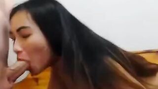 Exotic Beauties Unite! Hot Middle Eastern Babe Sucks Off an Asain Guy
