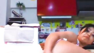 Japanese Bubble Teen Shaving Off Pubes in Bathroom - Peeing Compilation