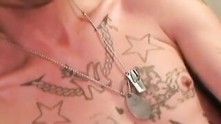 Tattooed Hunk Jerking Off In Solo Masturbation Session