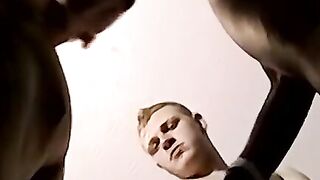 Three Handsome Guys Share Their Big Black Dicks With A White Guy
