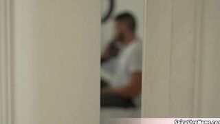 Incredible big boobed stepmother Eve heard some strange noise from her stepsons room