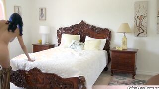 Incredible big boobed stepmother Eve heard some strange noise from her stepsons room
