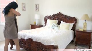 Incredible big boobed stepmother Eve heard some strange noise from her stepsons room