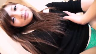 Young Japanese chick with pretty jugs - bushy cumshot, rough sex