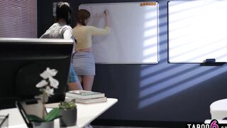Detention 18 year old inside a turned on dyke 3 way with the milf professor