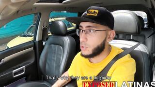 Patricia Acevedo blows a penis inside teh vehicle and then gets boned by long penis