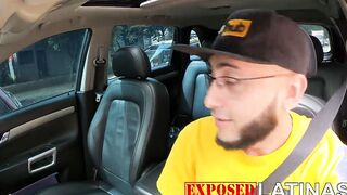 Patricia Acevedo blows a penis inside teh vehicle and then gets boned by long penis
