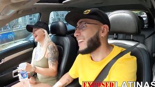 Patricia Acevedo blows a penis inside teh vehicle and then gets boned by long penis