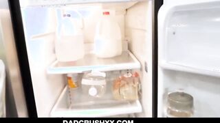 Tiny oriental Step daughter Ember Snow Nailed By lusty Step father For Cash Into Family Kitchen point of view