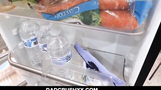 Tiny oriental Step daughter Ember Snow Nailed By lusty Step father For Cash Into Family Kitchen point of view