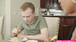 Ebony barely legal stepsister Ryder Rey sperm cummed all over by her stepbro