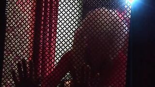 Turned On eighteen sitting on a dick getting excited into the bar